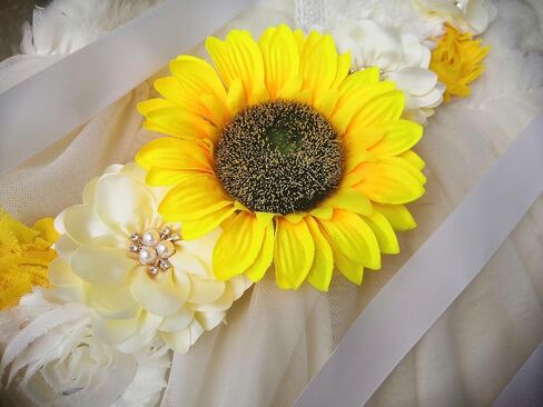 Oyabridal Sunflower Babyshower Sash for Gender Reveal Maternity Sash Belts Flower Pregnancy Belly Sash Belts Boy or Girl in Kuwait