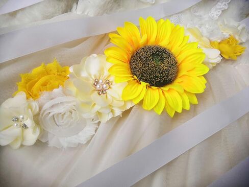 Oyabridal Sunflower Babyshower Sash for Gender Reveal Maternity Sash Belts Flower Pregnancy Belly Sash Belts Boy or Girl in Kuwait