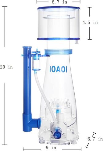 Protein Skimmers for Saltwater Aquariums up to 210 Gallons Fish Tank Cast Acrylic Protein Skimmer Ultra Quiet Needle Pinwheel DC Pump 23W for Big Tank Water Flow and Air Flow Adjustable in Kuwait