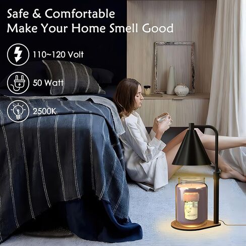 Candle Warmer Lamp Dimmable Light Black Electric Candles Melter with Timer - Adjustable Wax Lantern Warmers with Bulbs for Melting Jar Candle - for Scented Home Bedroom House in Saudi Arabia