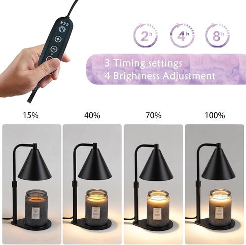 Candle Warmer Lamp Dimmable Light Black Electric Candles Melter with Timer - Adjustable Wax Lantern Warmers with Bulbs for Melting Jar Candle - for Scented Home Bedroom House in Saudi Arabia