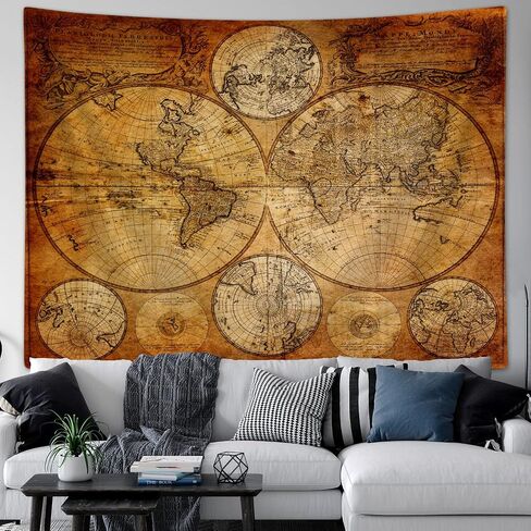 Moyrisou Old World Map Tapestry Wall Hanging for Guys, Vintage Pirate Map Wall Decor Nautical Map of the World Tapestries, Historical Atlas Retro Ocean Themed Posters Home Bedroom Decorations in Saudi Arabia