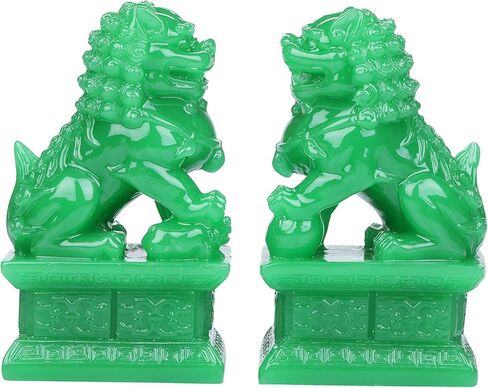 اي-مارت 2 قطعة من تماثيل الأسد الحارس فو فوو، ديكور منزل صيني فينغ شوي، تمثال كلب الأسد الصيني فينغشوي فودوغ in Kuwait
