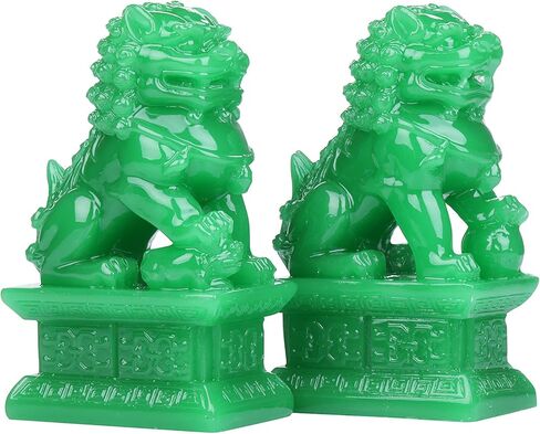 اي-مارت 2 قطعة من تماثيل الأسد الحارس فو فوو، ديكور منزل صيني فينغ شوي، تمثال كلب الأسد الصيني فينغشوي فودوغ in Kuwait