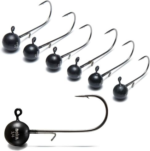 Nako 200% Sensitive Tungsten Ball Jig Heads - 5 Pack - No Chip Black - Tungsten Fishing Jig Heads, 1/32, 1/16, 1/8, 3/16, 1/4, 3/8oz, Damiki Rig Jig Heads in Saudi Arabia