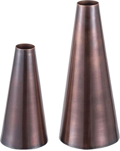 MyGift 7 and 10.5 Inch Vintage Copper Tone Metal Tapered Flower Vases, Decorative Tabletop Centerpiece for Floral Arrangements, 2 Piece Set - Handcrafted in India in Saudi Arabia
