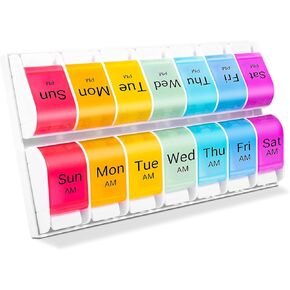 Windtrace Weekly Pill Organizer 2 Times a Day, Am Pm Pill Organizer 7 Day with Spring Open Design, Large Pill Box Case to Hold Vitamin, Supplements, Medicine in Kuwait