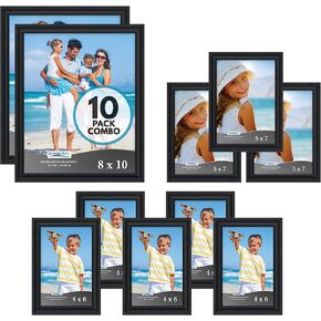 مجموعة إطارات الصور السوداء من Icona Bay - 10 قطع (خمسة 4x6، ثلاثة 5x7، اثنتان 8x10)، مجموعة Inspirations Collection متعددة العبوات لمعرض الحائط المعاصر