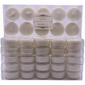 Soy Tealight Candles Scented with Clear Cup- Pack of 60,Assorted 6 Luxury Aromatheraphy Collect-Lavender/Rose/Jasmine Tea/Vanilla/Basil Orange/Apple, Pleasing Smell for Home Decor. Gift in Saudi Arabia