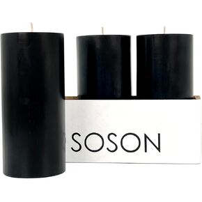 Simply Soson 3x3 inch White Pillar Candles Set of 3, Smooth Texture, Unscented White Candles, Dripless Candles, 3 inch Pillar Candles Ideal as Wedding, Parties, Spas, Dinner, Home Decoration, Church
