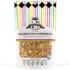 Celebration SuperFetti - Organic Dog Sprinkles & Food Topper, Party-Colored Coconut Sprinkles, No Artificial Coloring & Preservative - Certified Organic - Made in USA 3 oz in Saudi Arabia