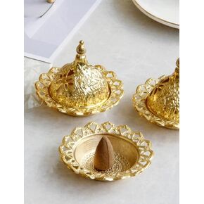 Gold Arabic Incense Holder, Cone/Bakhoor Burner, Middle Eastern Floral Dubai Style, Home/Office Decor, Wedding/Ramadan/Eid Gift/Favors in Saudi Arabia