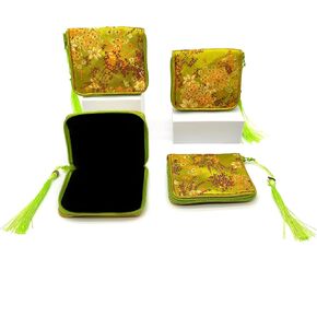 4pc Zipper Jewelry Pouches Brocade Cosmetic Bags Embroidered Coin Purses Wallets for Women in Saudi Arabia