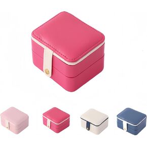 حقيبة سفر جلدية من Kadiby Jewelry مع مرآة، منظم مجوهرات صغير للسفر، صندوق مجوهرات محمول، منظم تخزين صغير، صندوق تخزين صغير للخواتم والأقراط والقلائد والهدايا (أبيض) in Kuwait