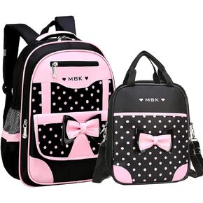 KUJIAPIN 2Pcs Bowknot Printed Girls Backpack Pretty Princess Backpack Set Kids Elementary Primary Students Bookbag in Saudi Arabia