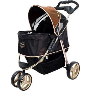 ibiyaya Monarch Premium Foldable Lightweight Aluminum 3 Wheel Pet Jogger Travel Stroller for Small & Medium Sized Pets Up to 44 Pounds, Luxury Gold in Kuwait