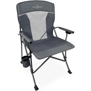 Black Sierra Camping Chair w/Padded Hard Armrest, Folding Lawn Chair w/Mesh Vented Back, Portable Beach Chair w/Cup Holder and Carry Bag, Supports 300 lbs for Sports, Backyard, Tailgating (Purple)