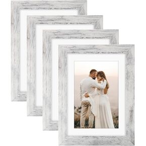 AVEAX 6x6 Picture Frame Display Pictures 4x4 with Mat or 6x6 Without Mat, Set of 4 Square Photo Frame for Wall or Tabletop White in Kuwait