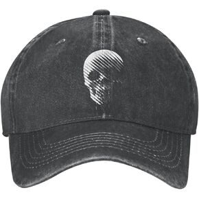 VunKo Abstract Skull Distressed Adjustable Washed Denim Low Profile Mens Dad Trucker Hat Baseball Ball Cap for Men in Kuwait