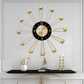 KEQAM Round Wall Clocks,Silent Non-Ticking Battery Operated Clock,Large Wall Clocks for Living Room Decor(Gold-21 Inches) in Kuwait