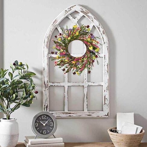 Artificial Daisy and Lavender Flower Wreath,20" Floral Wreath Artificial Spring and Summer Wreath Front Door Wreath for Home Kitchen Wall Door Decor in Kuwait