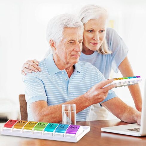 Windtrace Weekly Pill Organizer 2 Times a Day, Am Pm Pill Organizer 7 Day with Spring Open Design, Large Pill Box Case to Hold Vitamin, Supplements, Medicine in Kuwait