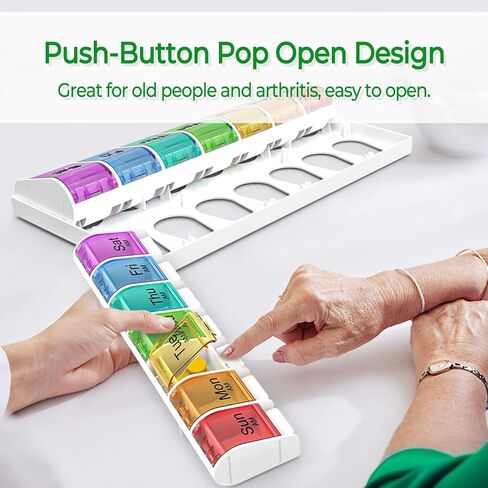 Windtrace Weekly Pill Organizer 2 Times a Day, Am Pm Pill Organizer 7 Day with Spring Open Design, Large Pill Box Case to Hold Vitamin, Supplements, Medicine in Kuwait
