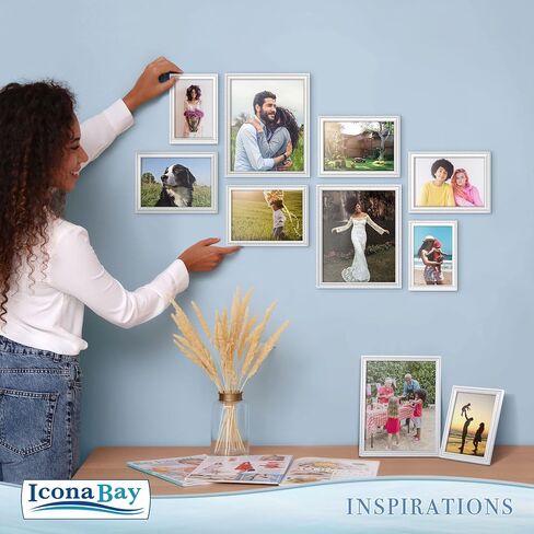 مجموعة إطارات الصور السوداء من Icona Bay - 10 قطع (خمسة 4x6، ثلاثة 5x7، اثنتان 8x10)، مجموعة Inspirations Collection متعددة العبوات لمعرض الحائط المعاصر in Kuwait