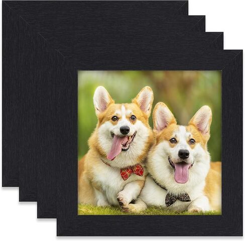 TOFOREVO 4x4 Picture Frames Set of 4 Black Wood Grain Photo Frame for Gallery Wall Mounting or Tabletop Display in Kuwait