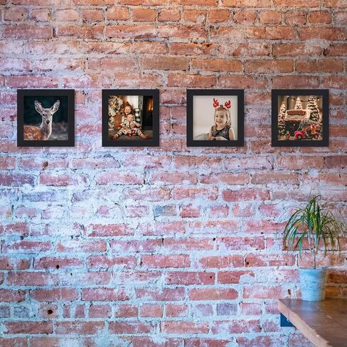 TOFOREVO 4x4 Picture Frames Set of 4 Black Wood Grain Photo Frame for Gallery Wall Mounting or Tabletop Display in Kuwait
