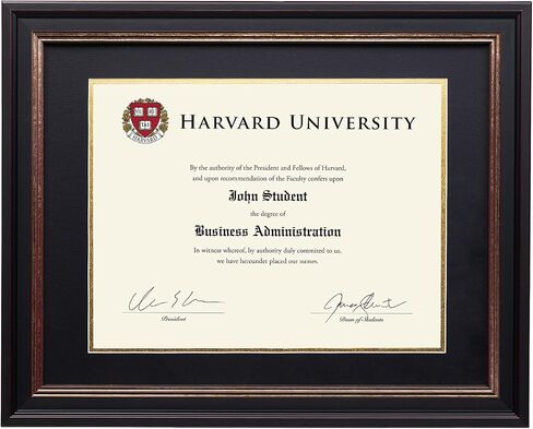 EXCELLO GLOBAL PRODUCTS Photo Document Frame: 8.5x11with Double Mat Graduation Diploma Certificate Holder Wall Frame (Black/Gold) in Saudi Arabia