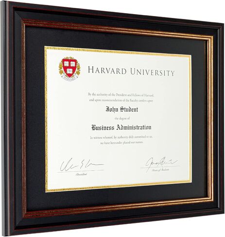 EXCELLO GLOBAL PRODUCTS Photo Document Frame: 8.5x11with Double Mat Graduation Diploma Certificate Holder Wall Frame (Black/Gold) in Saudi Arabia