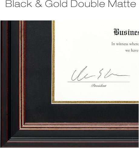 EXCELLO GLOBAL PRODUCTS Photo Document Frame: 8.5x11with Double Mat Graduation Diploma Certificate Holder Wall Frame (Black/Gold) in Saudi Arabia