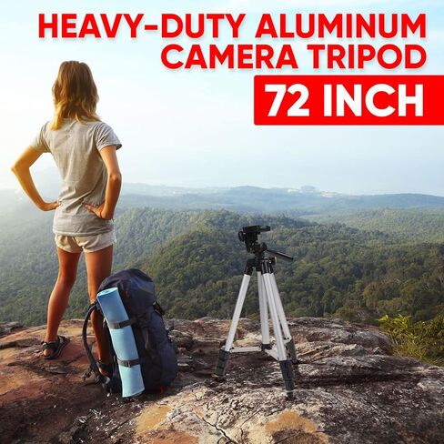 ترايبود الكاميرا UltraPro عالي التحمل من الألومنيوم مقاس 182.88 سم + حزمة جهاز تحكم عن بعد لاسلكية لكاميرات Canon الرقمية، يتضمن قماش تنظيف UltraPro Bonus من الألياف الدقيقة in Kuwait