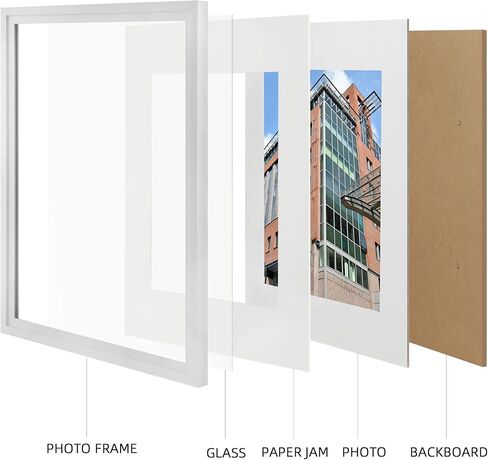 HOTURE Photo Frame Set, 5 Pieces, Display Pictures Includes Pad and Without Pad, Wall Gallery Photo Frames (11x14, Matte White) in Saudi Arabia