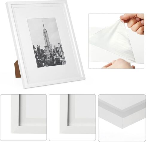 HOTURE Photo Frame Set, 5 Pieces, Display Pictures Includes Pad and Without Pad, Wall Gallery Photo Frames (11x14, Matte White) in Saudi Arabia