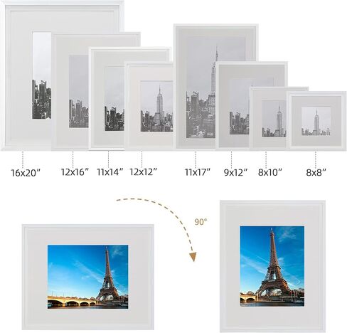 HOTURE Photo Frame Set, 5 Pieces, Display Pictures Includes Pad and Without Pad, Wall Gallery Photo Frames (11x14, Matte White) in Saudi Arabia