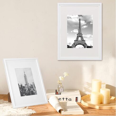 HOTURE Photo Frame Set, 5 Pieces, Display Pictures Includes Pad and Without Pad, Wall Gallery Photo Frames (11x14, Matte White) in Saudi Arabia