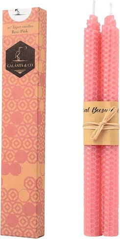 100% Beeswax Handmade Taper Candles (Honey Yellow) - 10 Inch Smokeless Dripless Pair - Natural Subtle Honey Smell - Elegant Honeycomb Design - by Galanta & Co. in Saudi Arabia