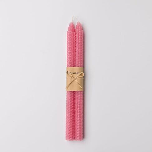 100% Beeswax Handmade Taper Candles (Honey Yellow) - 10 Inch Smokeless Dripless Pair - Natural Subtle Honey Smell - Elegant Honeycomb Design - by Galanta & Co. in Saudi Arabia