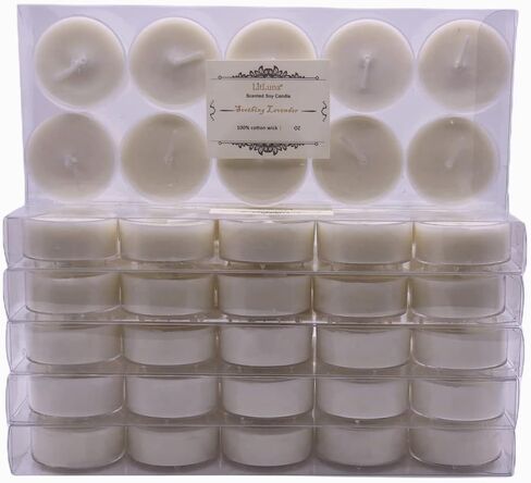Soy Tealight Candles Scented with Clear Cup- Pack of 60,Assorted 6 Luxury Aromatheraphy Collect-Lavender/Rose/Jasmine Tea/Vanilla/Basil Orange/Apple, Pleasing Smell for Home Decor. Gift in Saudi Arabia