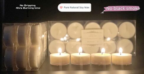 Soy Tealight Candles Scented with Clear Cup- Pack of 60,Assorted 6 Luxury Aromatheraphy Collect-Lavender/Rose/Jasmine Tea/Vanilla/Basil Orange/Apple, Pleasing Smell for Home Decor. Gift in Saudi Arabia