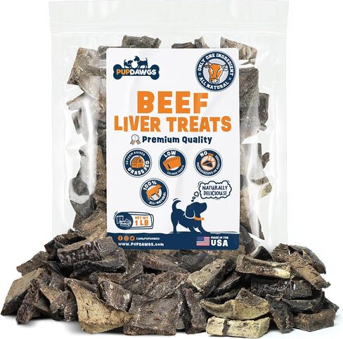 Hickory Smoked Flavor Beef Liver Treats, 1lb - All-Natural Dehydrated Dog Treats - Nutritious Training Treats for Dogs Made in USA in Saudi Arabia