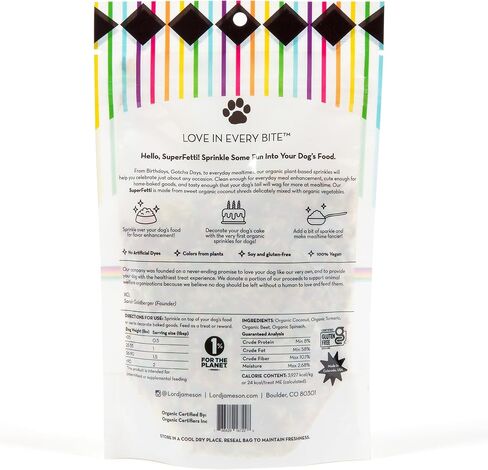 Celebration SuperFetti - Organic Dog Sprinkles & Food Topper, Party-Colored Coconut Sprinkles, No Artificial Coloring & Preservative - Certified Organic - Made in USA 3 oz in Saudi Arabia