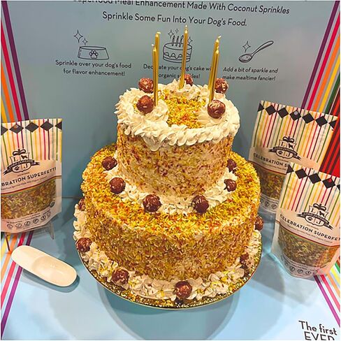 Celebration SuperFetti - Organic Dog Sprinkles & Food Topper, Party-Colored Coconut Sprinkles, No Artificial Coloring & Preservative - Certified Organic - Made in USA 3 oz in Saudi Arabia