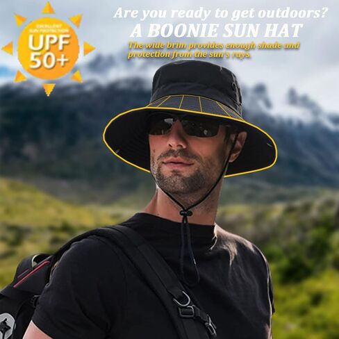 Sun Hats for Men Women, Fishing Hat UV Protection Wide Brim Bucket Hats Foldable Boonie Hat for Hiking Camping Safari in Kuwait