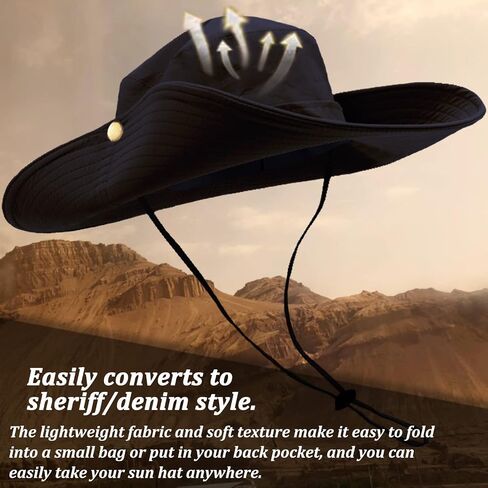 Sun Hats for Men Women, Fishing Hat UV Protection Wide Brim Bucket Hats Foldable Boonie Hat for Hiking Camping Safari in Kuwait
