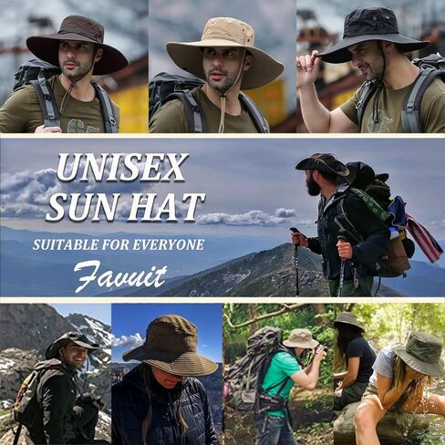 Sun Hats for Men Women, Fishing Hat UV Protection Wide Brim Bucket Hats Foldable Boonie Hat for Hiking Camping Safari in Kuwait