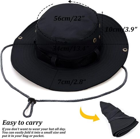 Sun Hats for Men Women, Fishing Hat UV Protection Wide Brim Bucket Hats Foldable Boonie Hat for Hiking Camping Safari in Kuwait