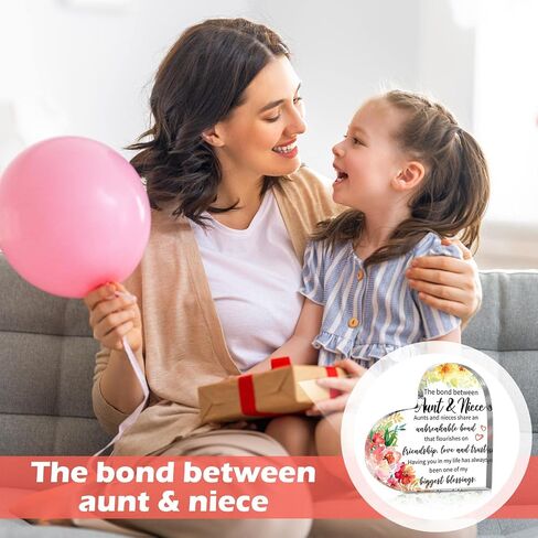 هدية عمة Maitys من ابنة أخت ابن عمة هدايا عيد ميلاد من الأكريليك علامة تذكار على شكل قلب فكرة ثقالة الورق فكرة عيد الميلاد وعيد الشكر وعيد الأم للعمة (جميلة) in Kuwait